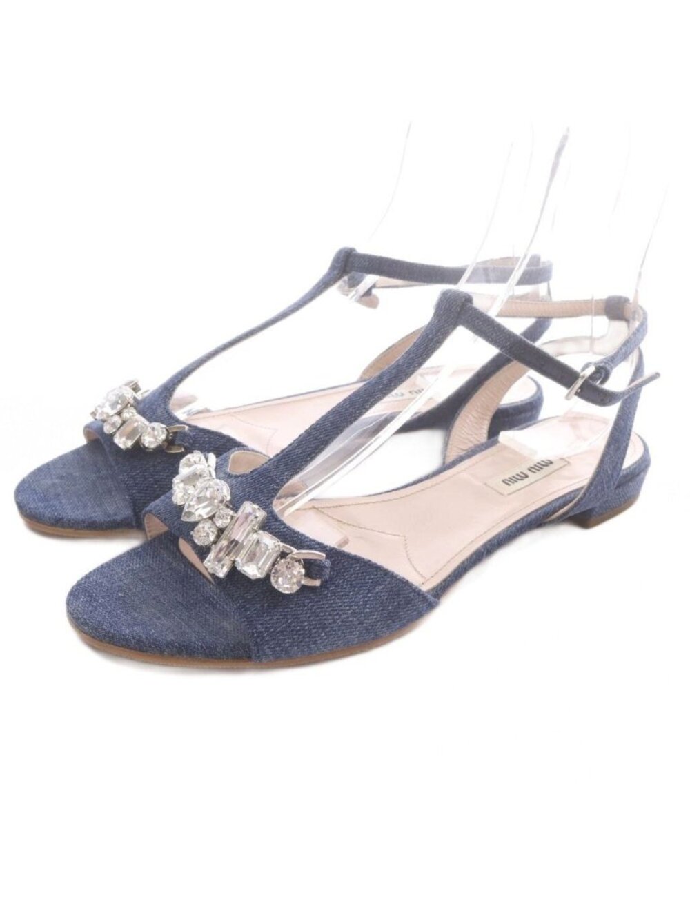 Miu Miu Bijou Strap Denim Sandals Blue